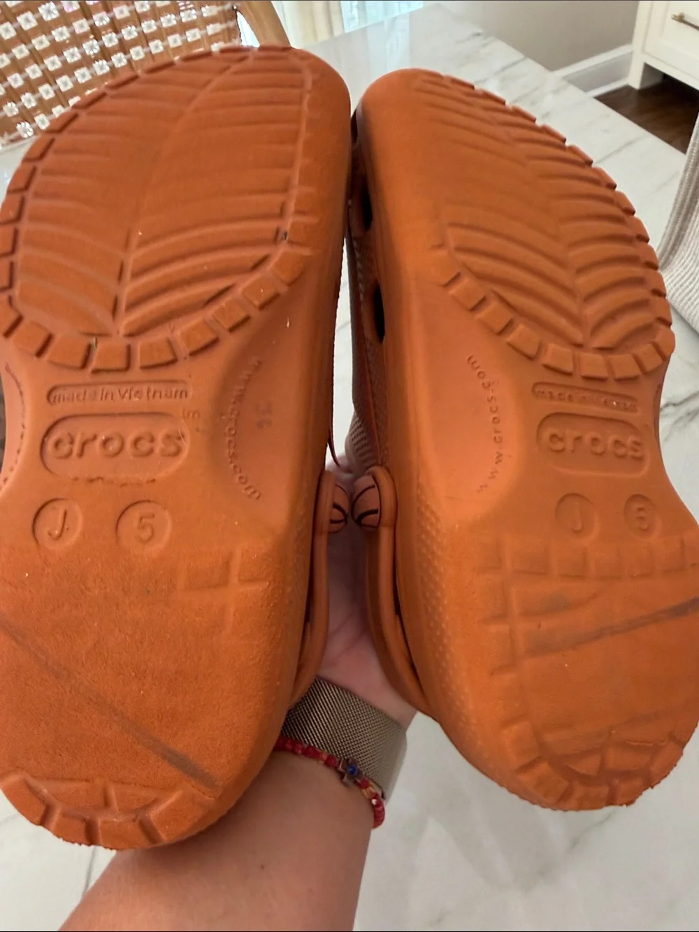 CROCS Kids Orange Basketball-Style Clogs with Black Accents